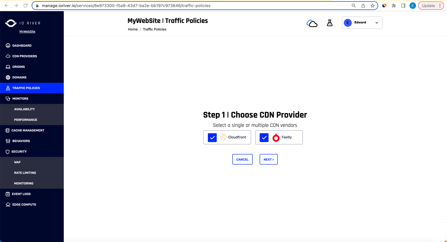 Traffic Policy - Modify - Choose Providers