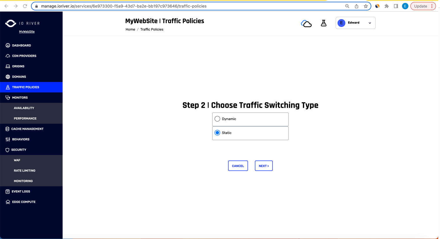 Traffic Policy - Modify - Choose Providers