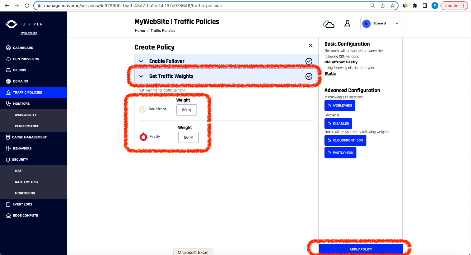 Traffic Policy - Modify - Choose Providers