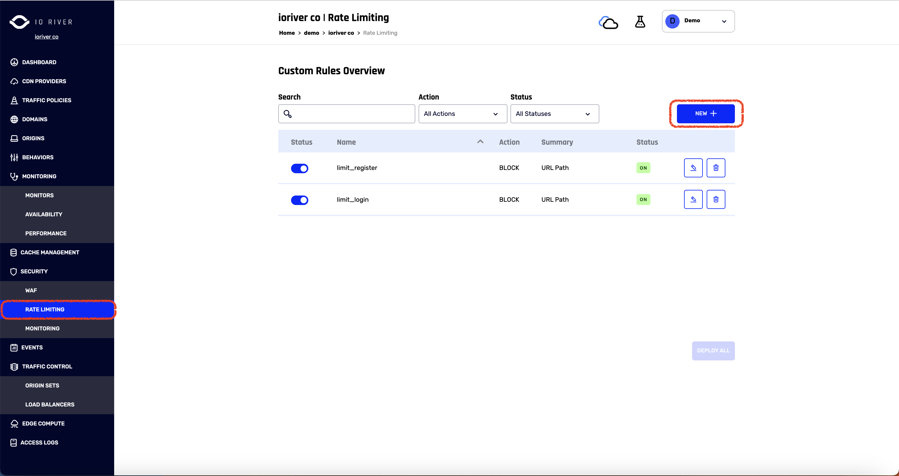 IO River Rate Limiting