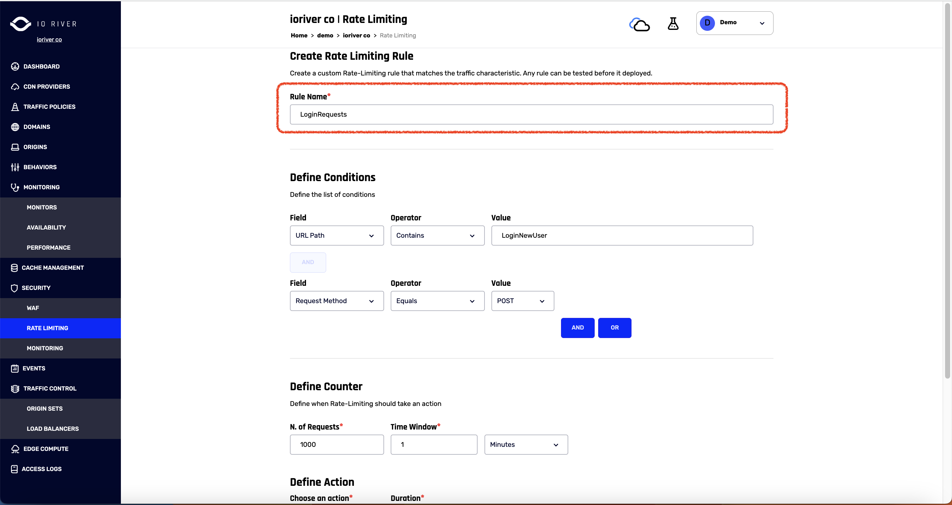 IO River Rate Limiting - New Rule